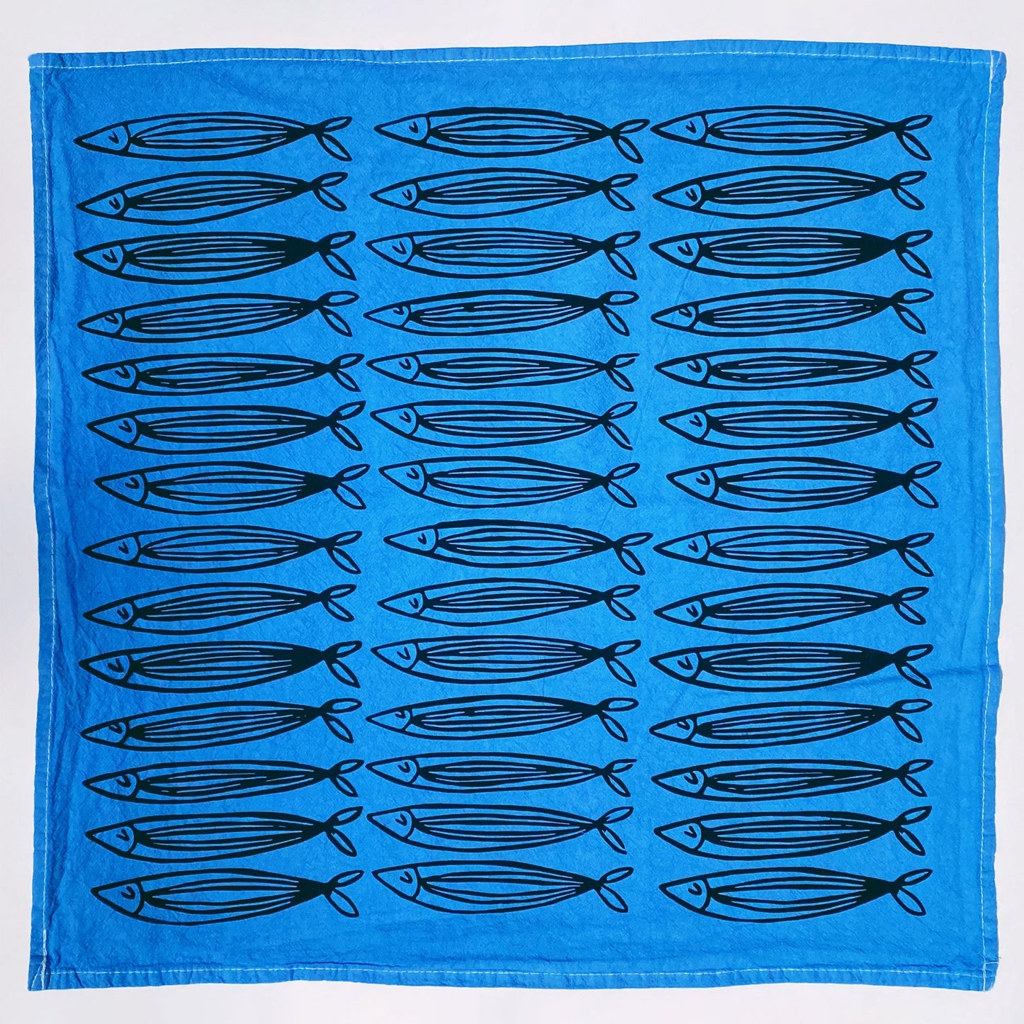 Blue Sardines Tea Towel