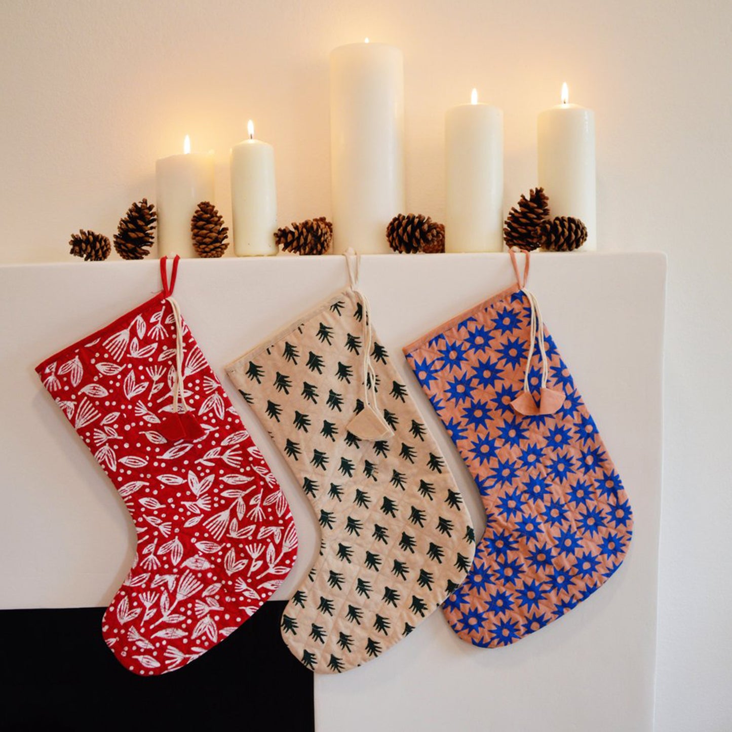 Winter Berry Block Printed Stocking
