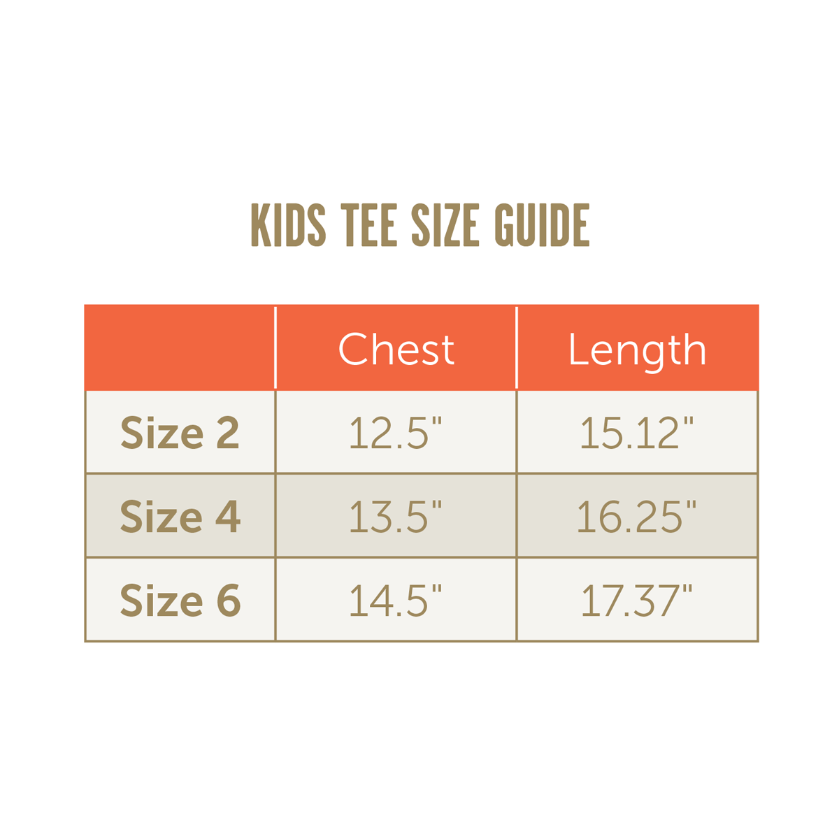 TLE Kids shirt size guide