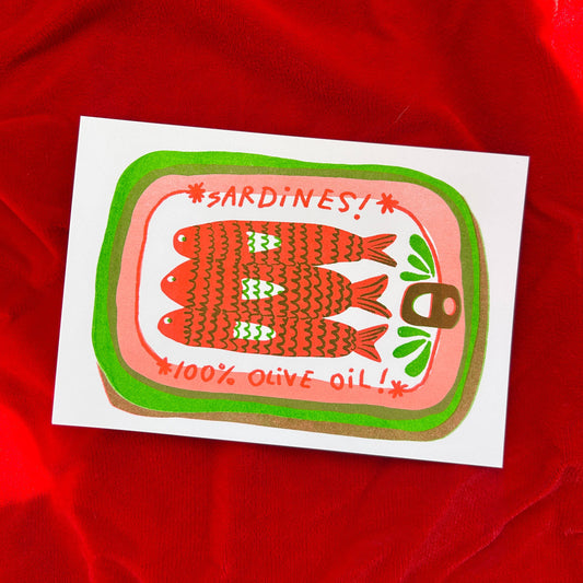 Alex Luciano: Sardine Tinned Fish Risograph Print