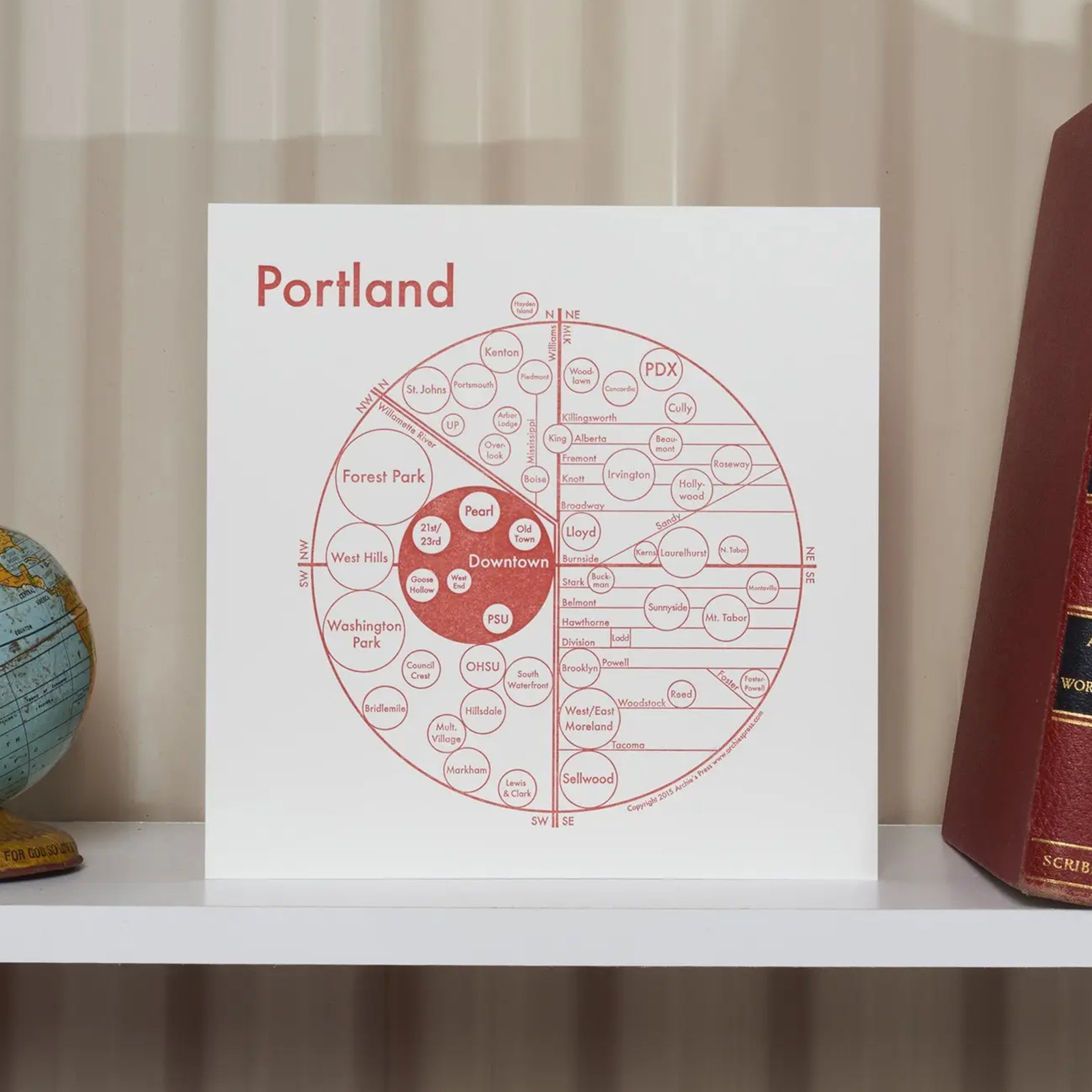 Archie Office Map Archie's Press: Portland Circle Map Print – Tender Loving Empire