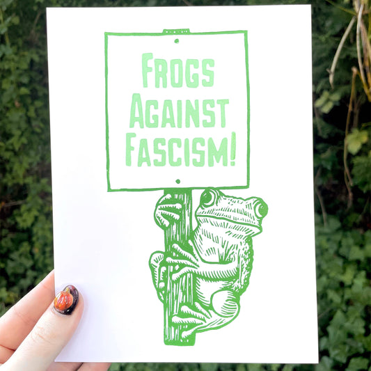 Augury Press: Frogs Against Fascism Linocut Print