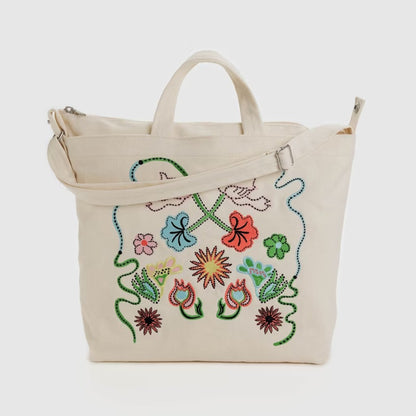 BAGGU Embroidered Ditsy Floral Horizontal Zip Duck Bag