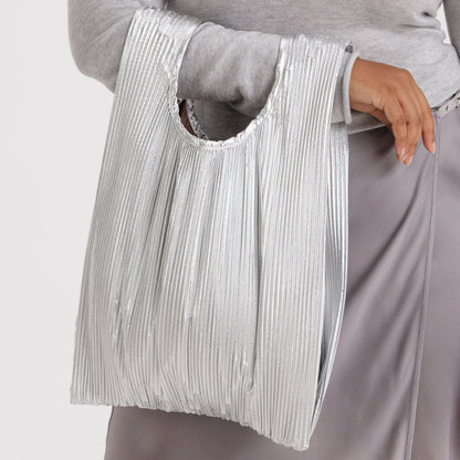 BAGGU Chrome Metallic Pleated Baggu