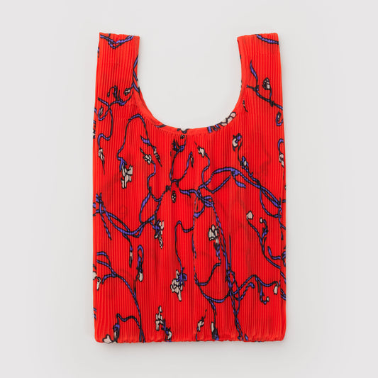 BAGGU Red Snapdragon Pleated Baggu