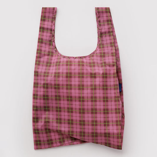 BAGGU Azalea Pink Tartan Standard Baggu