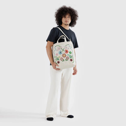 BAGGU Embroidered Birds Zip Duck Bag