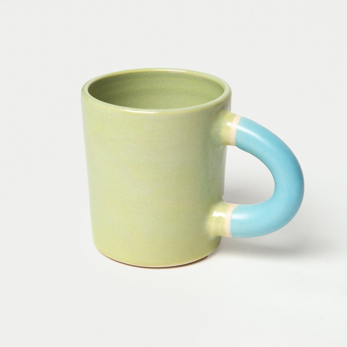 Favorite Mug in Green Tea with Sky Blue Handle