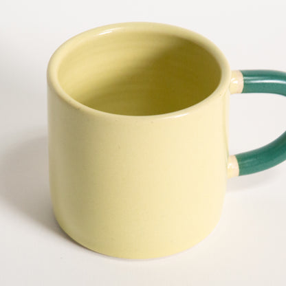 Classic Mug in Butter with Emerald Handle