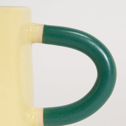 Classic Mug in Butter with Emerald Handle