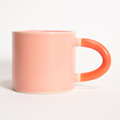 Classic Mug in Rose with Bright Red Handle