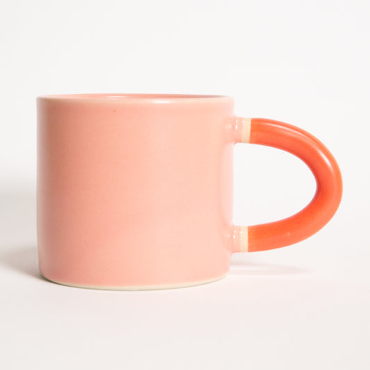 Classic Mug in Rose with Bright Red Handle