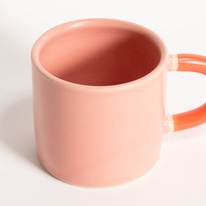 Classic Mug in Rose with Bright Red Handle