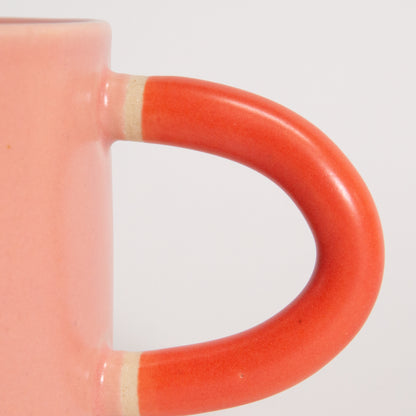 Classic Mug in Rose with Bright Red Handle
