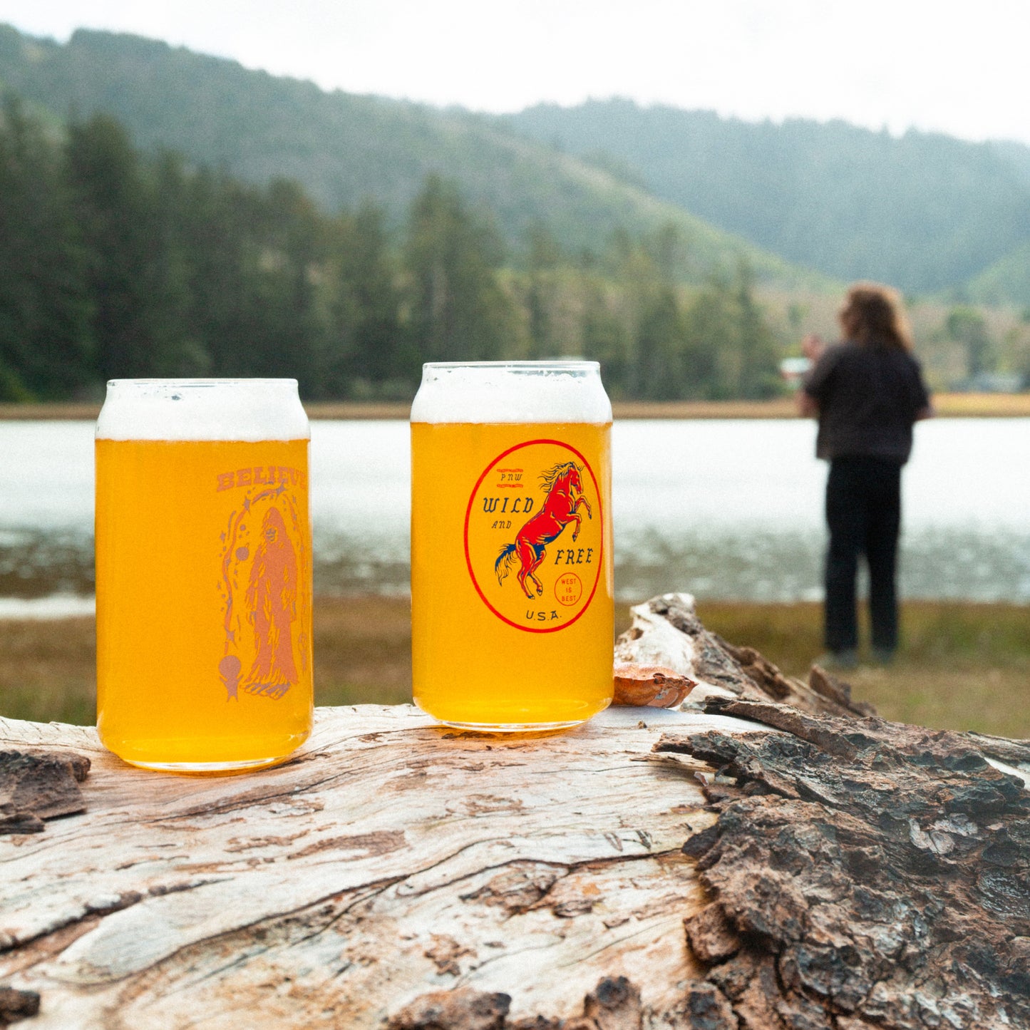 Wild & Free Horse Beer Can Glass