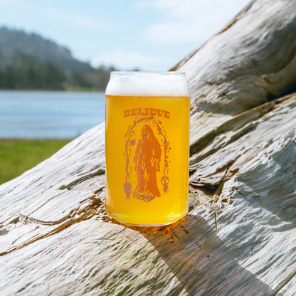 Believe Bigfoot Beer Can Glass