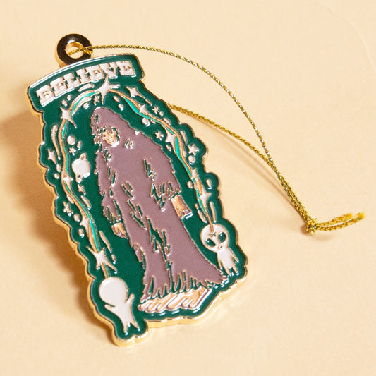 Believe Bigfoot Enamel Ornament