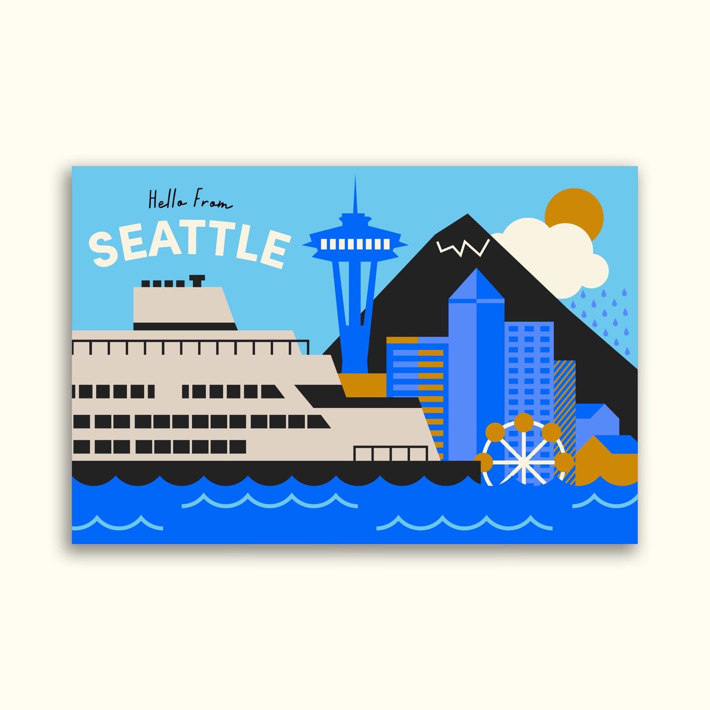 Hello from Seattle Ferry Postcard