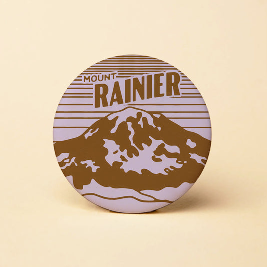 Mount Rainier Round Magnet (Purple)