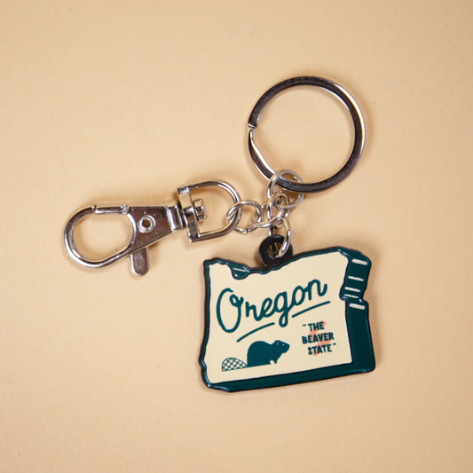 Oregon Beaver Sign Enamel Keychain