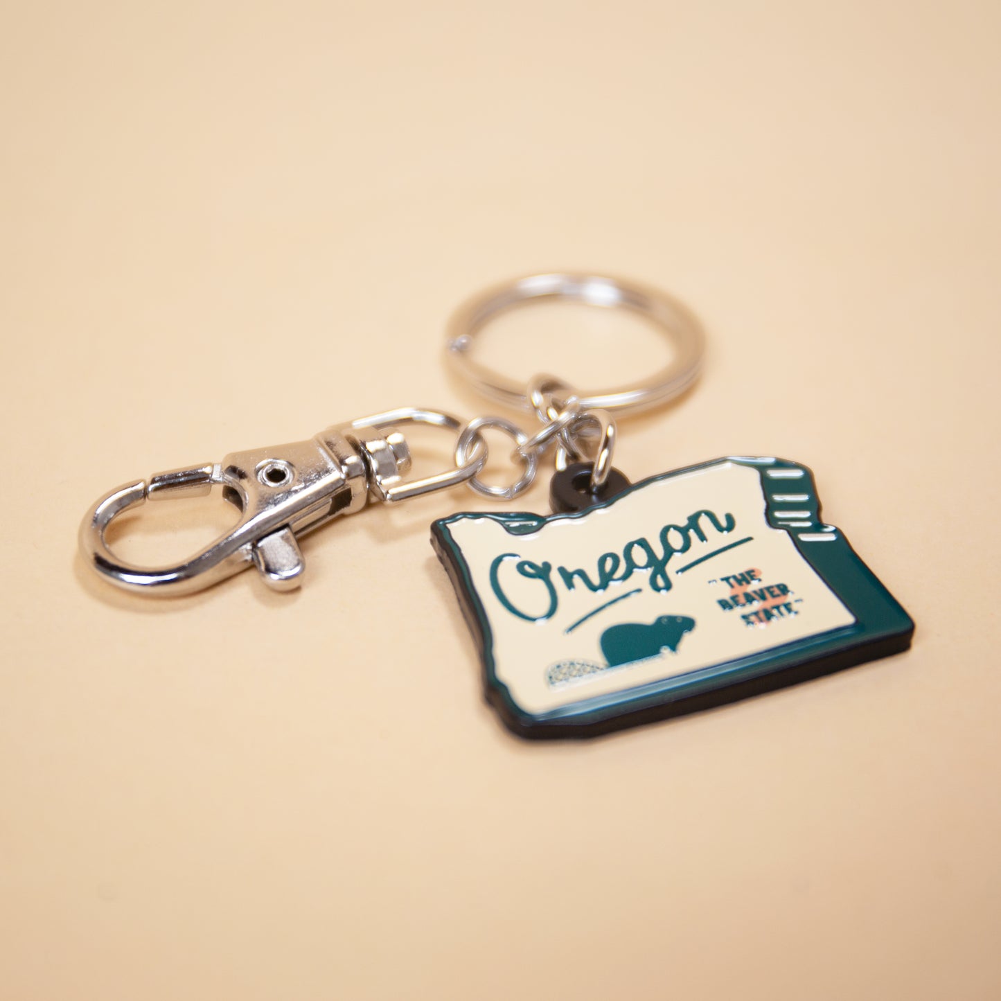 Oregon Beaver Sign Enamel Keychain