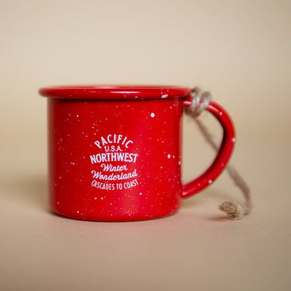 PNW Campfire Mug Ornament (Red)