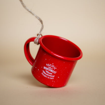 PNW Campfire Mug Ornament (Red)