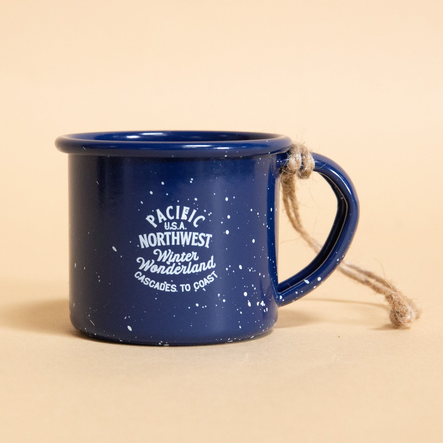 PNW Campfire Mug Ornament (Navy)