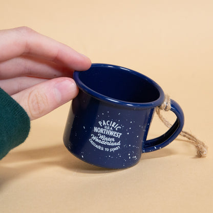 PNW Campfire Mug Ornament (Navy)