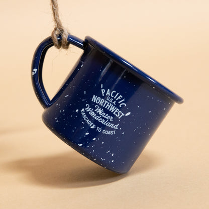 PNW Campfire Mug Ornament (Navy)