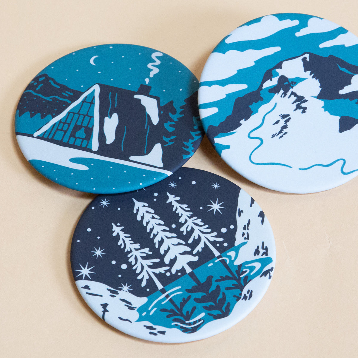 Snowy Cabin Coaster