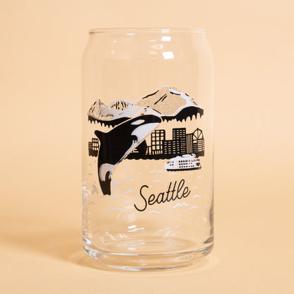 Seattle Orca Skyline Beer Can Glass