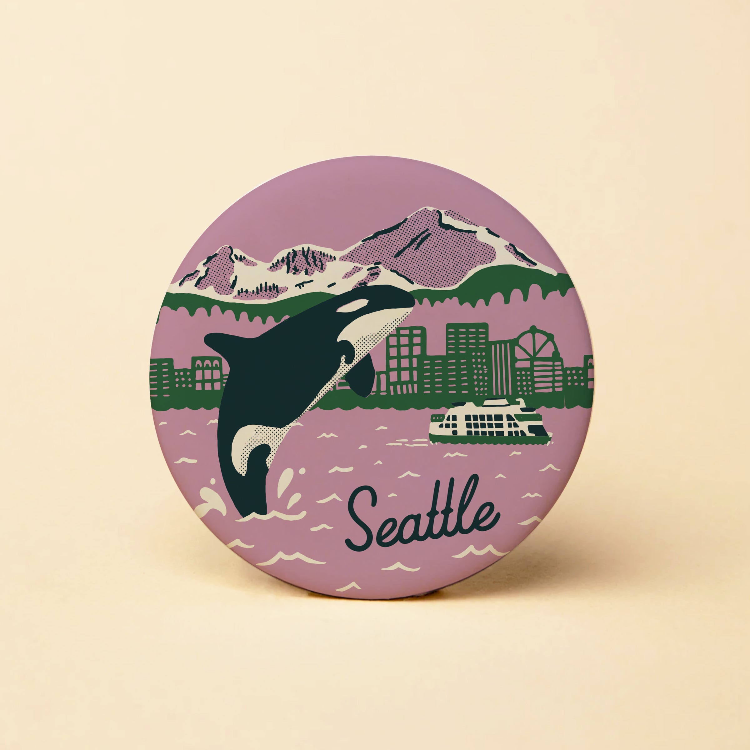 Seattle Orca Skyline Round Magnet – Tender Loving Empire
