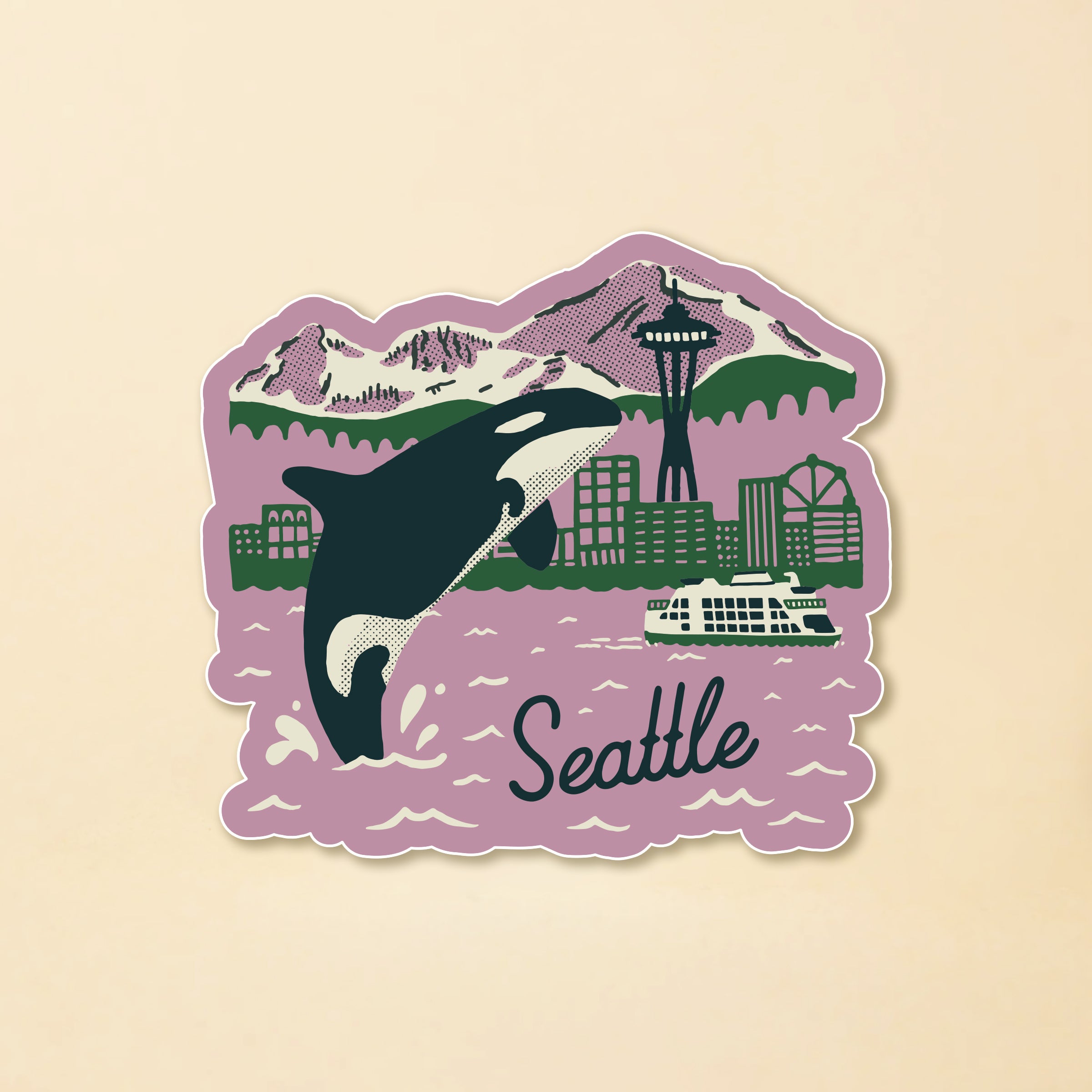 Seattle Torrent Sticker Seattle Orca Skyline Sticker – Tender Loving Empire