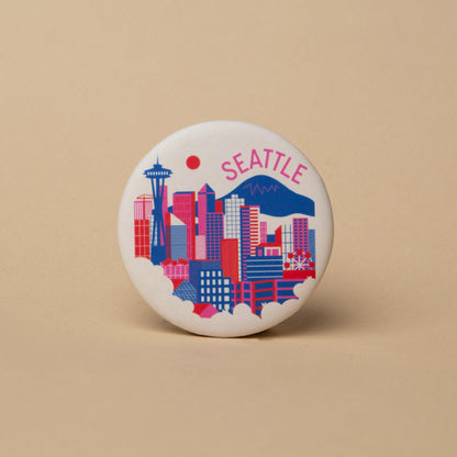 Seattle Skyline Round Magnet