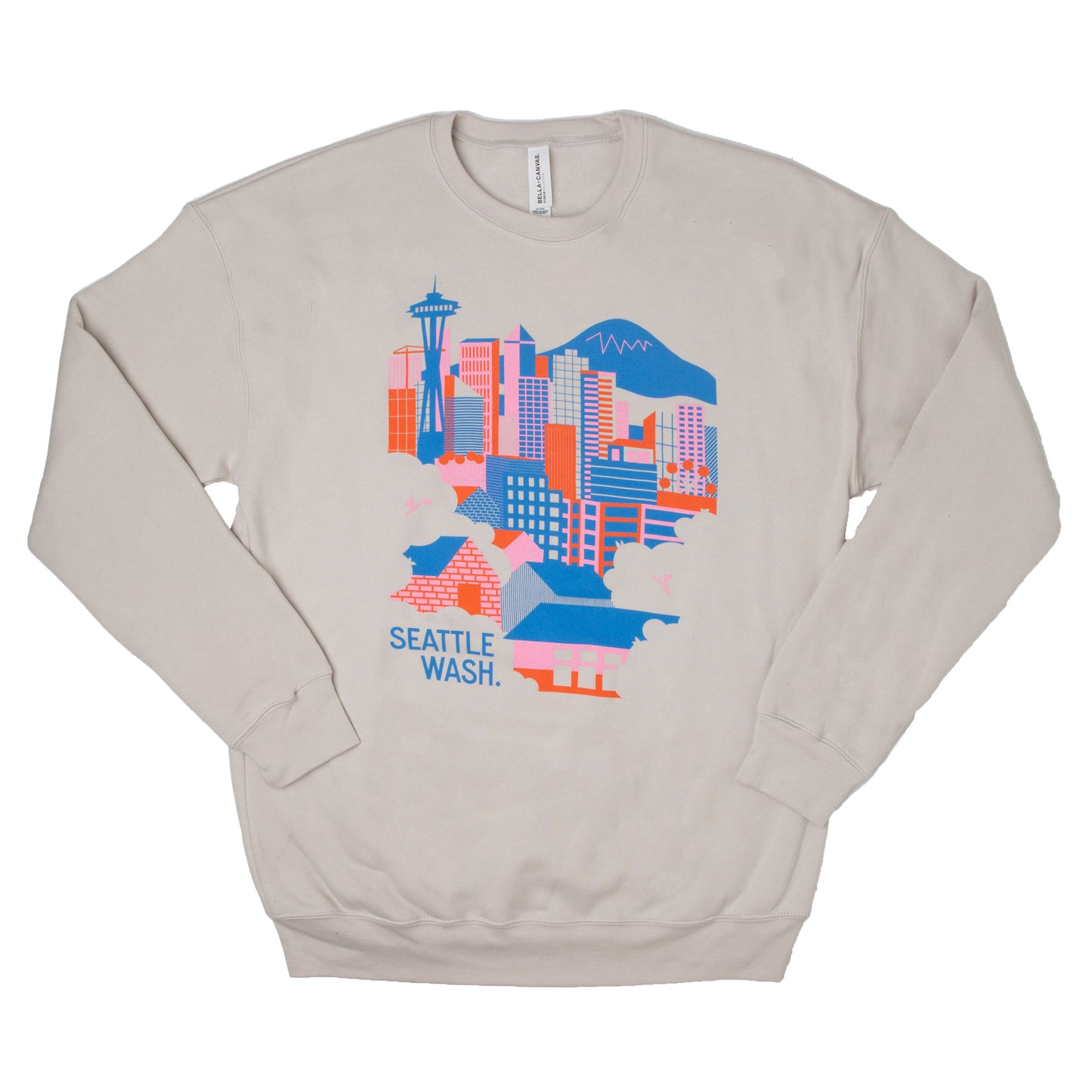 Seattle Skyline Crew Sweatshirt (Heather Dust)
