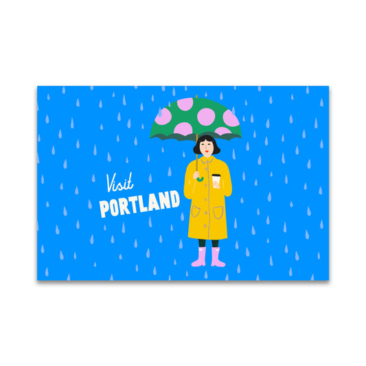 Visit Portland Rain Postcard