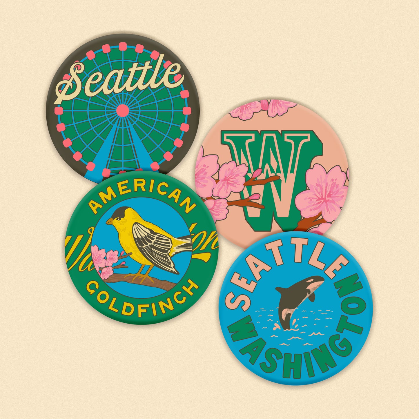 WA Cherry Blossom Button