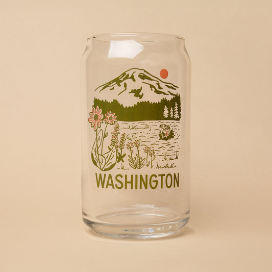 WA Mountain Lake Beer Can Glass