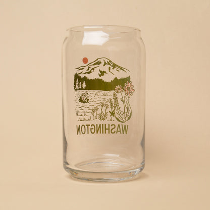 WA Mountain Lake Beer Can Glass