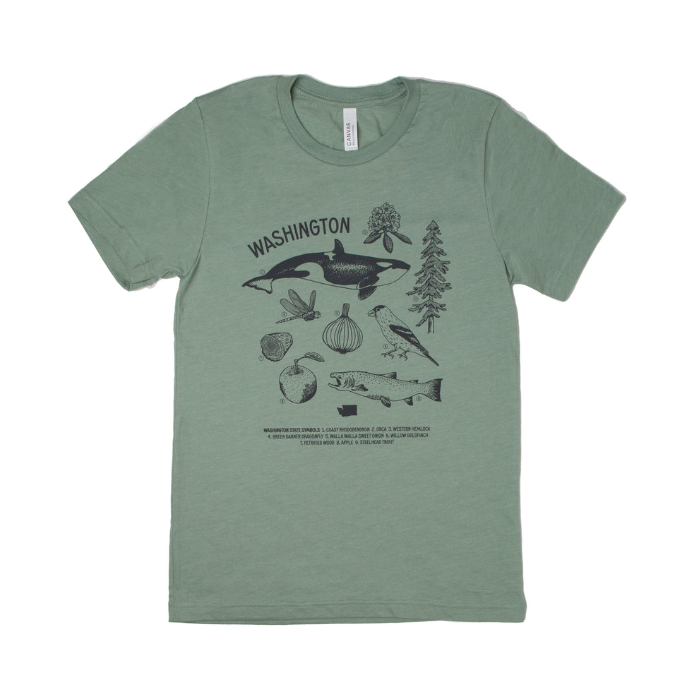 WA State Symbols Unisex Shirt (Sage) – Tender Loving Empire