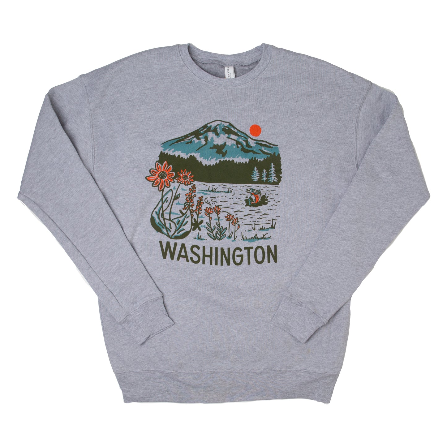 WA Mountain Lake Crew Sweatshirt (Ash Gray)