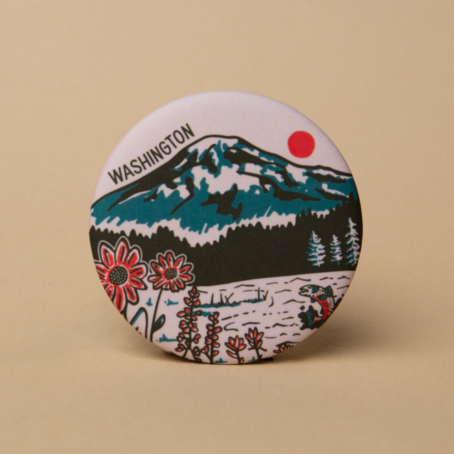 WA Mountain Lake Round Magnet