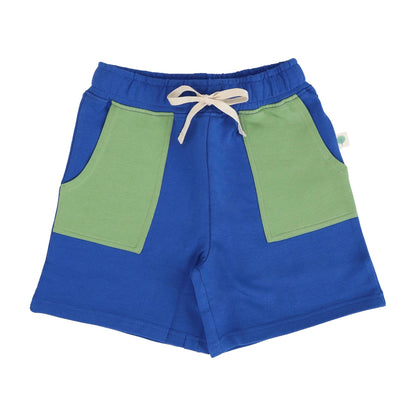 Kids' Cotton Shorts - Blue Color Block