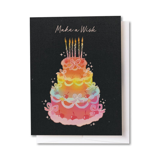 Make a Wish Rainbow Cake Card