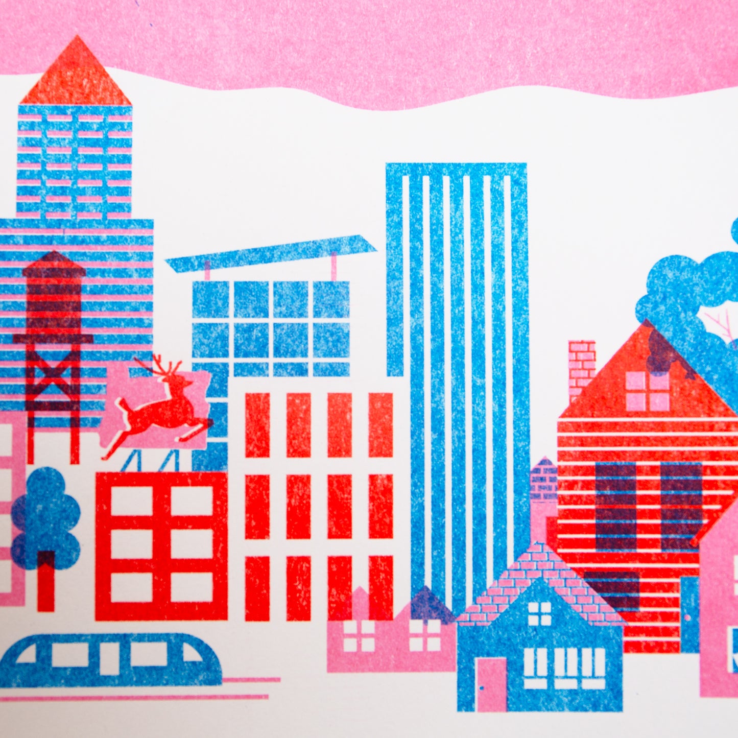 Portland Cityscape Riso Print