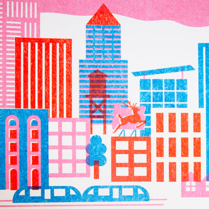 Portland Cityscape Riso Print