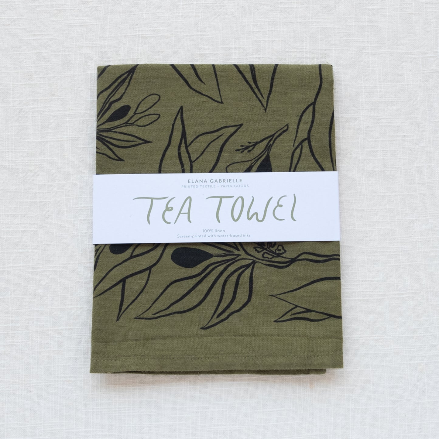 Olives Linen Tea Towel