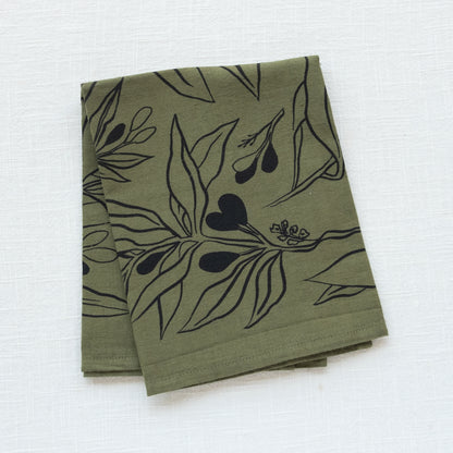 Olives Linen Tea Towel