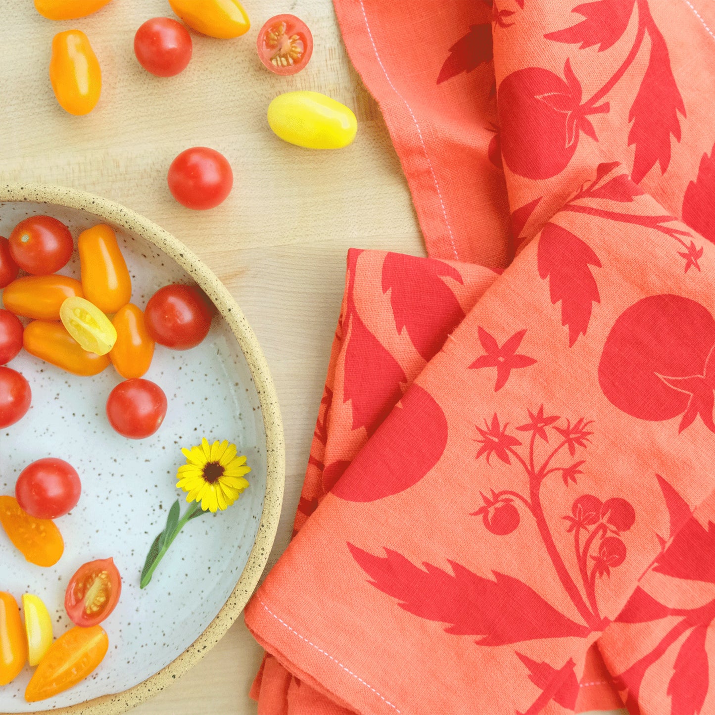 Tomato Linen Tea Towel